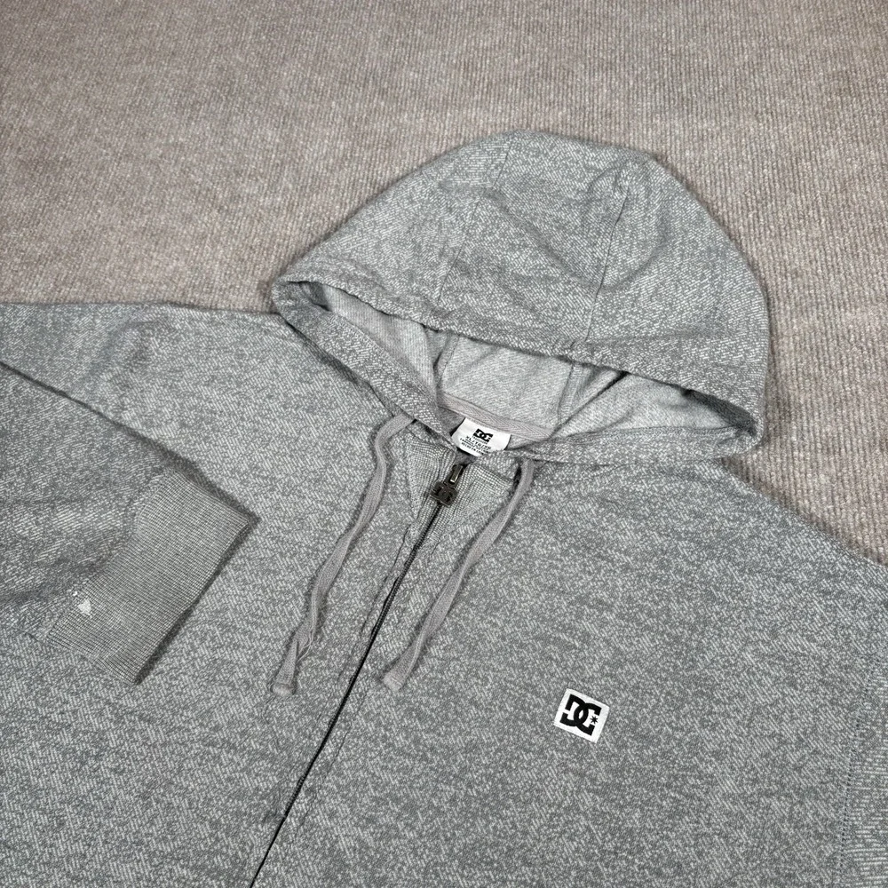 Vintage DC‎ Shoes Hoodie Sweatshirt Mens XL Full Zip Gray Lightweight Skate Y2K